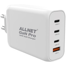 Z ALLNET Replacement Power Supply QC USB-C PD GaN Power Supply 130 Watt 1x USB Type-A QC 3x USB Type-C**EU PLUG** Z ALLNET Replacement Power Supply QC USB-C PD GaN Power Supply 130 Watt 1x USB Type-A QC 3x USB Type-C**EU PLUG**