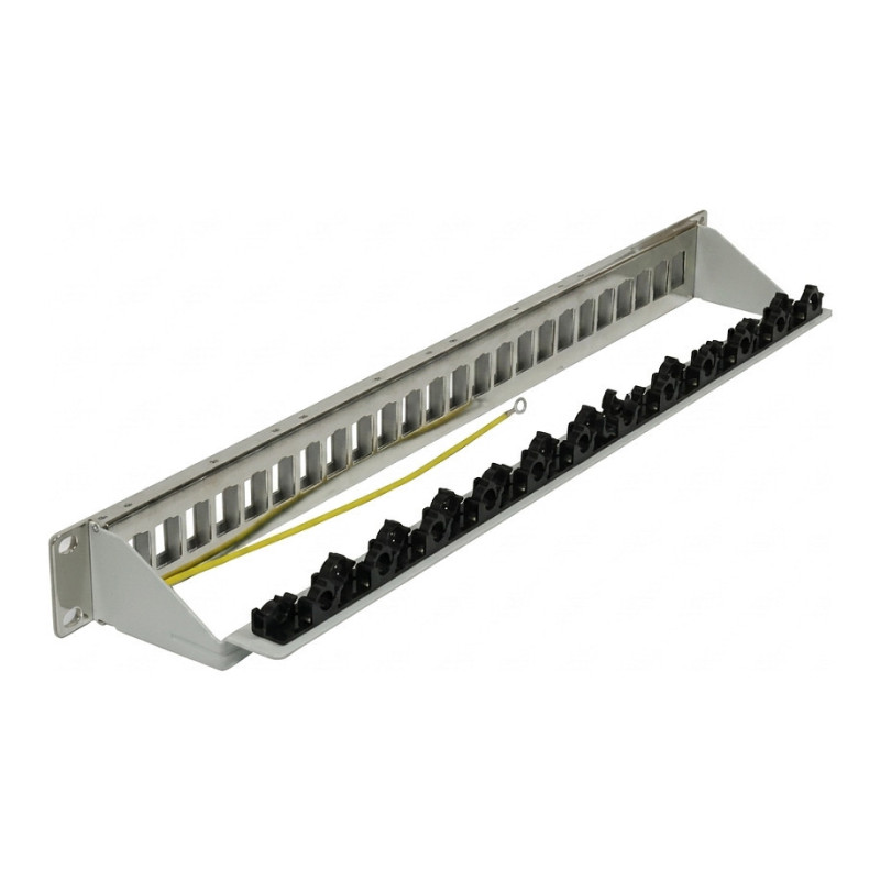 Synergy21 Keystone, module carrier, 19" patch panel for 24xTP modules, 1U (94mm deep), light grey, V4 with cable cl