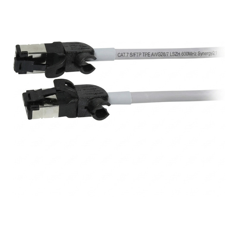„Synergy21“ RJ45 jungiamasis kabelis, CAT6A 500MHz, 0,25 m, pilkas, S/FTP, plonas apvalus d 4,5 mm, TPE/LSZH (Superflex)