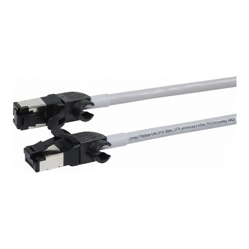 „Synergy21“ RJ45 jungiamasis kabelis, CAT6A 500MHz, 7,5 m, pilkas, S/FTP, plonas apvalus d 4,5 mm, TPE/LSZH (Superflex),