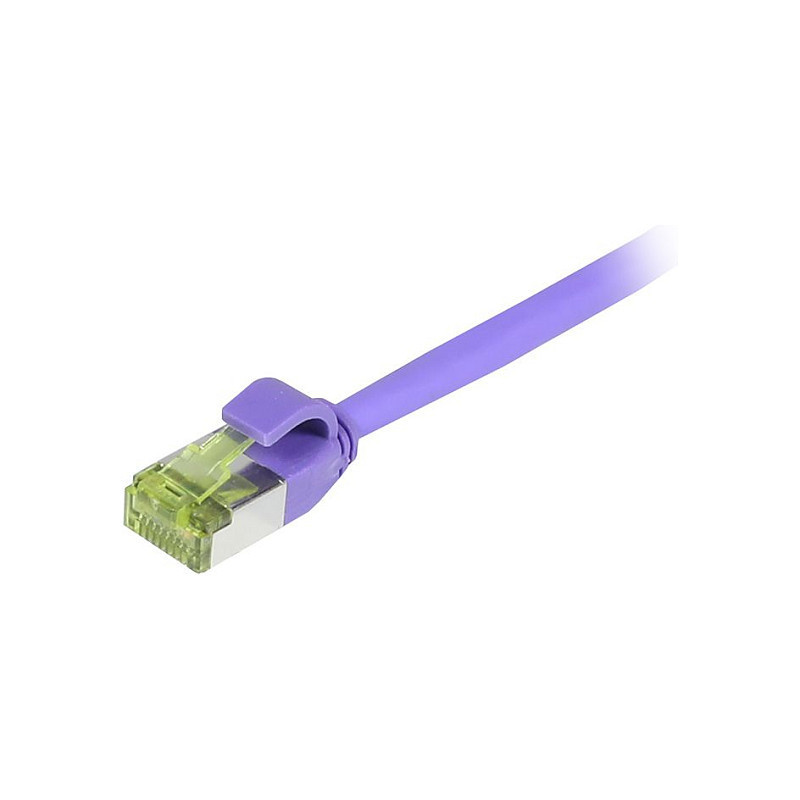 Synergy21 patch cable RJ45, CAT6A 500Mhz, 1.5m, purple, S-STP(S / FTP), slimline round d 4.5mm, TPE / LSZH(Superflex), A