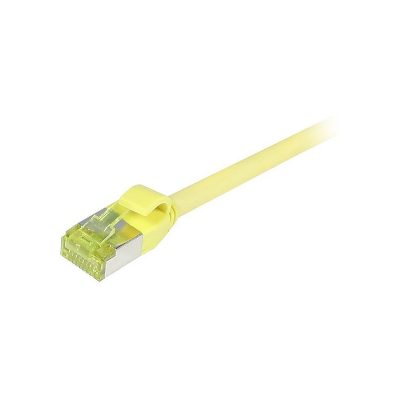 Synergy21 patch cable RJ45, CAT6A 500Mhz, 15m, yellow, S-STP(S / FTP), slimline round d 4.5mm, TPE / LSZH(Superflex), AW