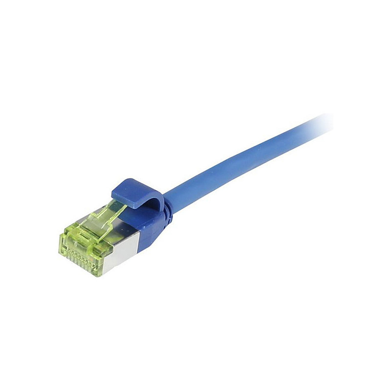 Synergy21 patch cable RJ45, CAT6A 500Mhz, 10m, blue, S-STP(S / FTP), slimline round d 4.5mm, TPE / LSZH(Superflex), AWG2