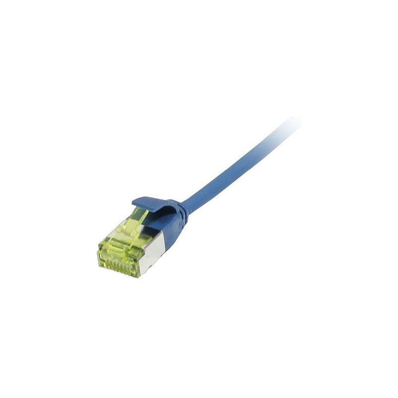 „Synergy21“ jungiamasis kabelis RJ45, CAT6A 500Mhz, 0,15 m, mėlynas, U / FTP, plonas apvalus skersmuo 3,8 mm, TPE / LSZH