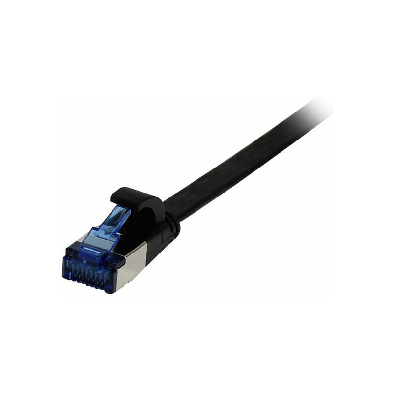 „Synergy21“ jungiamasis kabelis RJ45, CAT6A 500Mhz, 0,25 m, juodas, U / FTP, plokščias, TPE (Superflex), AWG32,