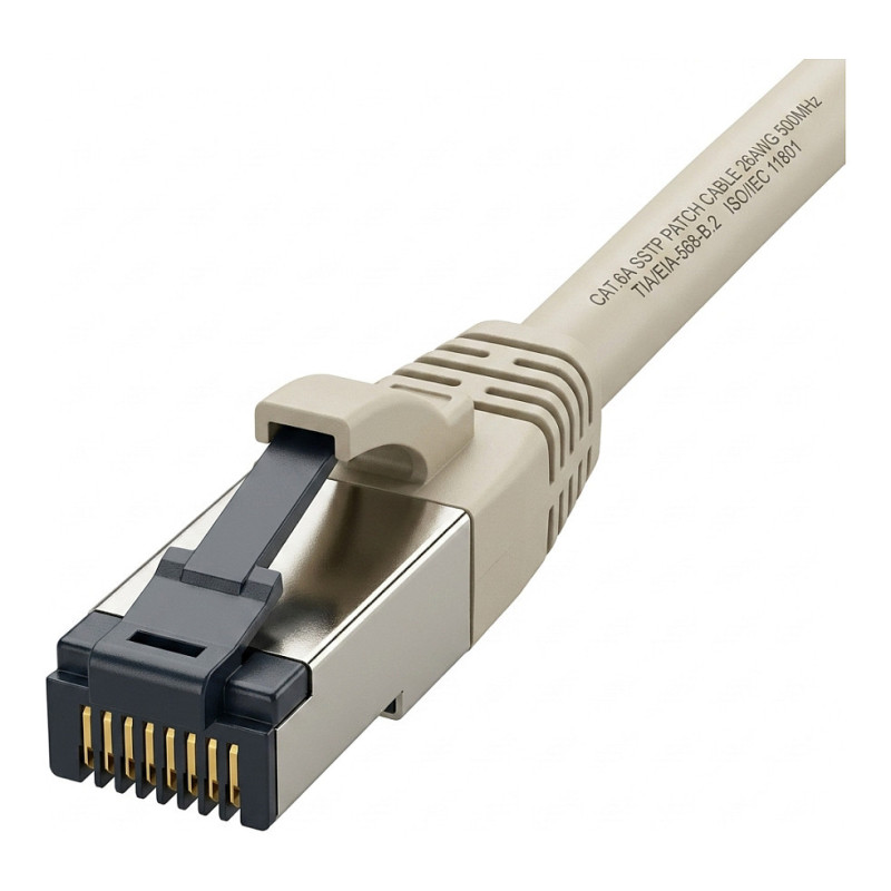 „Synergy21“ jungiamasis kabelis RJ45, CAT8.1 2000 MHz, 1,0 m, pilkas, S-STP(S / FTP), TPE / LSZH(SuperFlex), AWG26,