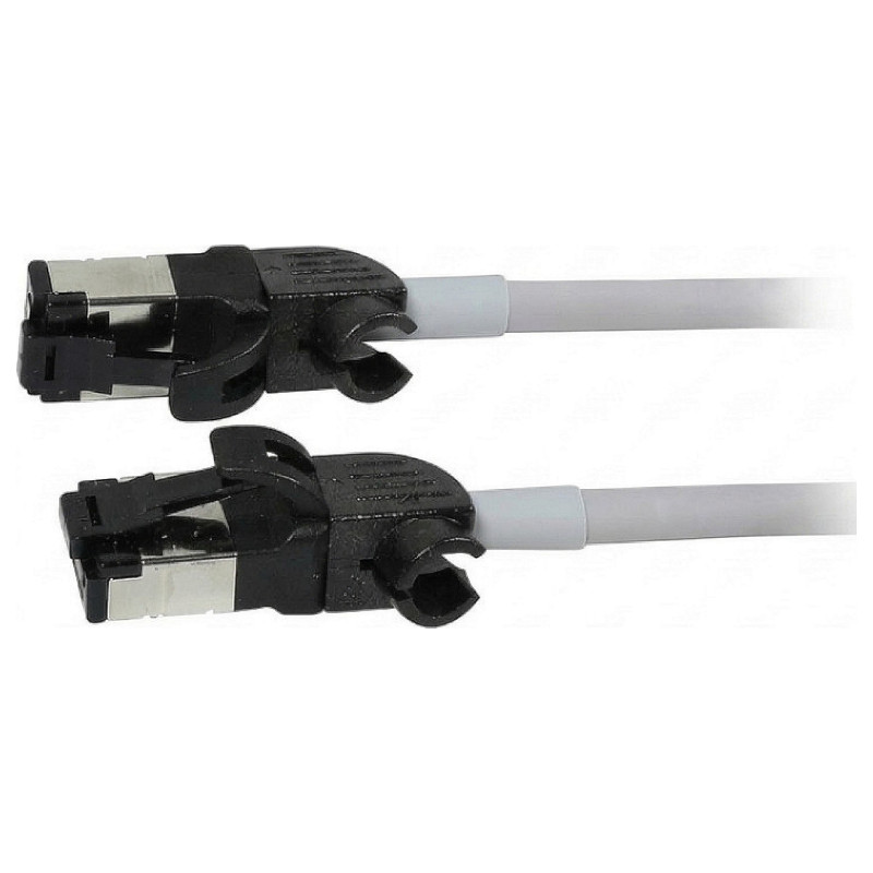 „Synergy21“ RJ45 jungiamasis kabelis, CAT6A 500MHz, 1,0 m, pilkas, S/FTP, plonas apvalus d 4,5 mm, TPE/LSZH (Superflex),
