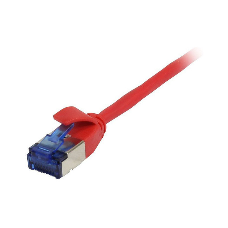 „Synergy21“ jungiamasis kabelis RJ45, CAT6A 500Mhz, 0,15 m, raudonas, U / FTP, plonas apvalus skersmuo 3,8 mm, TPE / LSZ