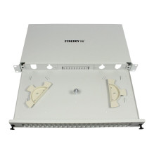Synergy21 fiber optic patch panel for 24xSC duplex / LC quad sockets, 19" / 1U, without SC / LC couplers, light gre Synergy21 fiber optic patch panel for 24xSC duplex / LC quad sockets, 19" / 1U, without SC / LC couplers, light gre