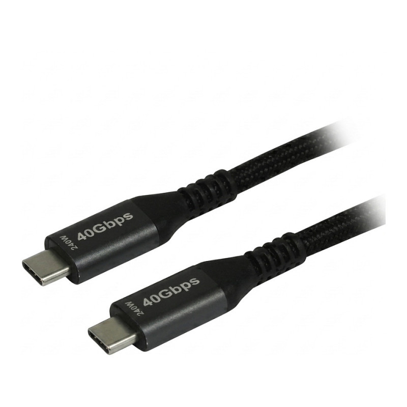 „Synergy21“ USB laidas, C(St) C(St), 2,0 m, USB4.0, juodas (tekstilinis), 40G / 5A, 240W, 3x2 kartos, E-Marker lustas