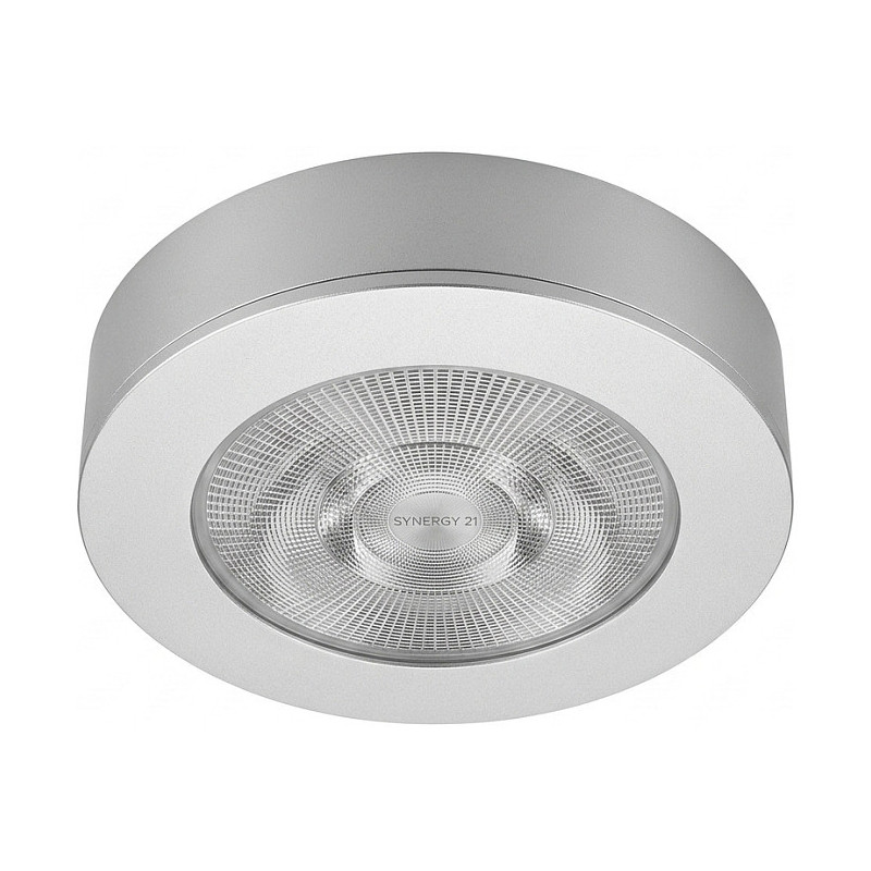 Synergy 21 LED recessed ceiling spotlight Helios silver, round, surface-mounted frame