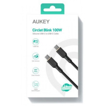 AUKEY CB-SCC101 USB-C Type-C maitinimo šaltinis PD 100W 5A 1m silikoninis juodas AUKEY CB-SCC101 USB-C Type-C maitinimo šaltinis PD 100W 5A 1m silikoninis juodas