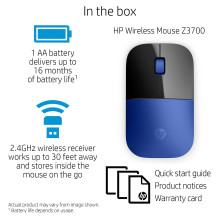 HP Z3700 mėlyna belaidė pelė HP Z3700 mėlyna belaidė pelė