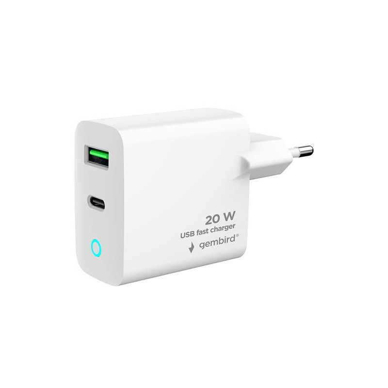 CHARGER USB 20W 2PORT / TA-UC-PDQC20L-W-01 GEMBIRD