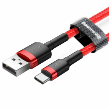 Baseus 6953156278219 mobiliojo telefono laidas, raudonas, 1 m, USB A, USB C