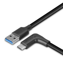 USB Kabelis - LINDY USB 3.2 Tipo A į C Laidas, M / M, 10Gbps, 90° Dešinysis Kampas, 0.5 m, Juodas