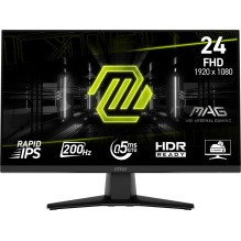 LCD monitorius, MSI, MAG242F, 23,8", žaidimų, matinis, IPS panelė, 1920x1080, 16:9, 200Hz, 0,5 ms, juoda spalva, MA