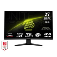 LCD Monitor, MSI, MAG 274CQF, 27", Gaming / Curved, Matte, Panel VA, 2560x1440, 16:9, 180Hz, 0.5 ms, Colour Black, 