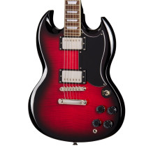 Elektrinė Gitara - Epiphone SG Tribute Plus, Mahagoninė Korpuso, 2 Humbuckeriai, Cherry Burst Elektrinė Gitara - Epiphone SG Tribute Plus, Mahagoninė Korpuso, 2 Humbuckeriai, Cherry Burst