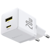 Įkroviklis - Baseus Palm AC Greitas Įkroviklis 20W USB-C & USB-A Baltas Įkroviklis - Baseus Palm AC Greitas Įkroviklis 20W USB-C & USB-A Baltas