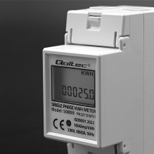 Qoltec 50899 Single phase electronic energy consumption meter , 230 V , LCD , 2P , DIN rail Qoltec 50899 Single phase electronic energy consumption meter , 230 V , LCD , 2P , DIN rail