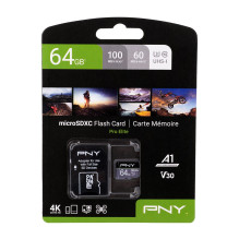 Atminties Kortelė - PNY PRO Elite 64 GB MicroSDXC UHS-I 100 MB / s U3 Atminties Kortelė - PNY PRO Elite 64 GB MicroSDXC UHS-I 100 MB / s U3