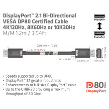Club3D DP-Kabel 2.1 DP80 zertifiziert 1.2m 10K / 8K / 4K St / St retail