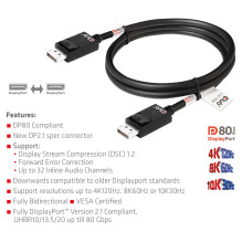 Club3D DP-Kabel 2.1 DP80 zertifiziert 1.2m 10K / 8K / 4K St / St retail