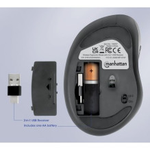 MANHATTAN Ergonomische Funkmaus USB-A / C 6 Tasten + Mausrad