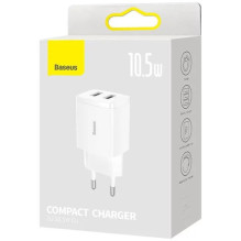 Įkroviklis - Baseus Compact Universal Dual-Port USB 2.1A 100-240V Baltas Įkroviklis - Baseus Compact Universal Dual-Port USB 2.1A 100-240V Baltas