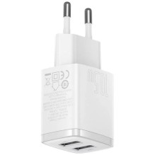 Įkroviklis - Baseus Compact Universal Dual-Port USB 2.1A 100-240V Baltas Įkroviklis - Baseus Compact Universal Dual-Port USB 2.1A 100-240V Baltas