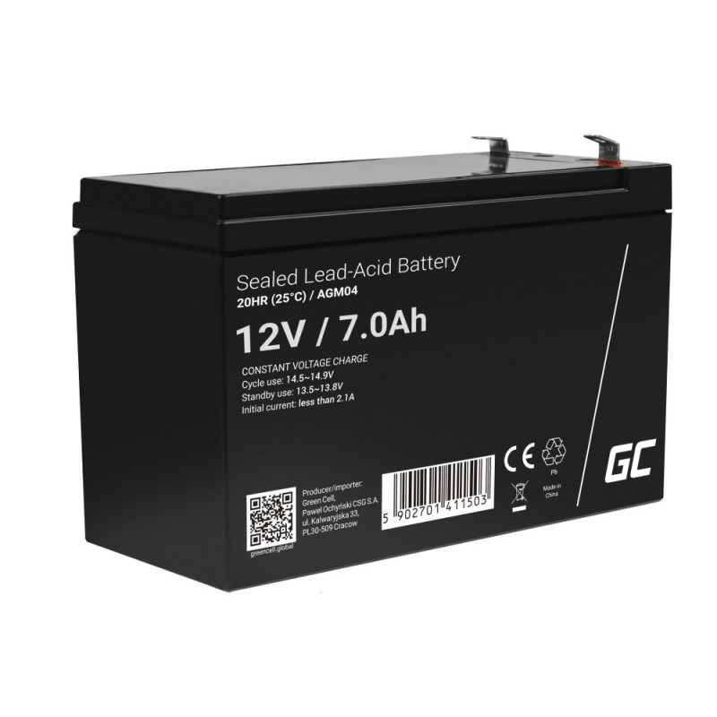 12V SAFI 7Ah akumulators :: Svina-Skābes :: 12 Volti, 7 ampērstundas (Ah) :: Klemmes tips T1(4.75mm)