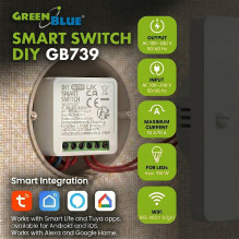GreenBlue Flush-Mount WiFi Relay, Android / iOS / Alexa / Google Home, 100-240 V AC, 50 / 60 Hz, max. 16 A, for 150 W LE GreenBlue Flush-Mount WiFi Relay, Android / iOS / Alexa / Google Home, 100-240 V AC, 50 / 60 Hz, max. 16 A, for 150 W LE