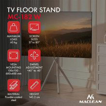Maclean TV Floor Stand / Mount, 37-80", max. VESA 600x400, max. 60 kg, MC-182 W