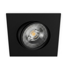 Synergy 21 LED recessed ceiling spotlight Helios black, square+swivel, warm white