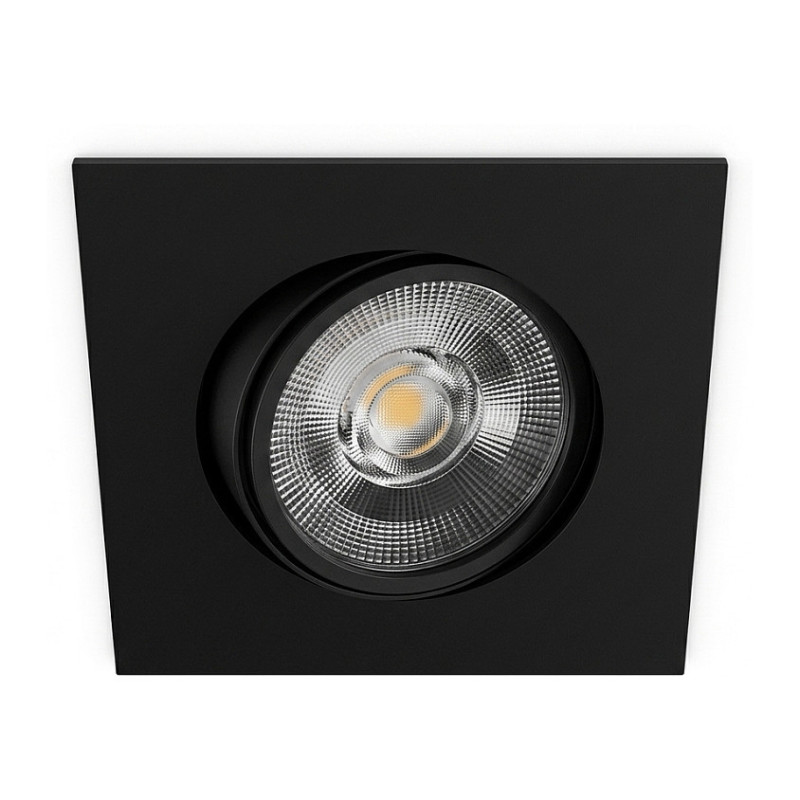 Synergy 21 LED recessed ceiling spotlight Helios black, square+swivel, warm white