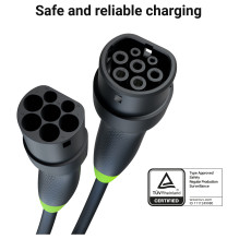 „Green Cell Elektroauto“ elektromobilių įkrovimo kabelis, 2 tipo, 22 kW, 32 A, 5 m, juodas „Green Cell Elektroauto“ elektromobilių įkrovimo kabelis, 2 tipo, 22 kW, 32 A, 5 m, juodas