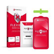 Hibridinis stiklas iPhone 17 PRO MAX / 18 PRO MAX Forcell Flexible 5D juodas
