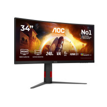 AOC G4 CU34G4Z kompiuterio monitorius 86,4 cm (34") 3440 x 1440 pikselių „Wide Quad HD“ LED juoda, raudona