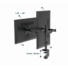 Gembird MA-D2-03 Adjustable desk mounted double monitor arm, 17"-32", black Gembird MA-D2-03 Adjustable desk mounted double monitor arm, 17"-32", black