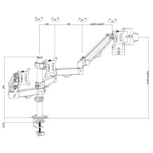 Maclean 3 monitor mount, gas spring, 17"-27", 2-8kg, black, MC-137