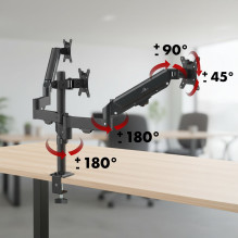 Maclean 3 monitor mount, gas spring, 17"-27", 2-8kg, black, MC-137