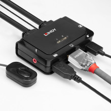 KVM Switch - LINDY 2 Port HDMI 4K60, USB 2.0 Audio KVM Switch, Black