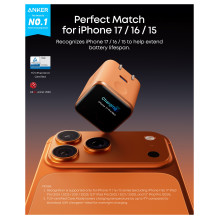 ANKER Nano Charger 45W GaN Ladegert 1x USB-C ActiveShield 5.0 Touchsensor iPhone Erkennung SmartDisplay orange ANKER Nano Charger 45W GaN Ladegert 1x USB-C ActiveShield 5.0 Touchsensor iPhone Erkennung SmartDisplay orange