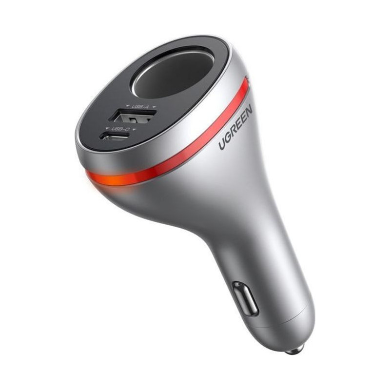 Auto lādētāji Ugreen USB Type C / USB QC PD 24W car charger with 12V cigarette lighter socket silver (CD204) 69573038671