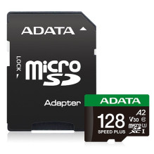 Atminties Kortelė - ADATA Speed Plus 128 GB MicroSDXC 180 MB / s Skaitymas, 160 MB / s Rašymas Atminties Kortelė - ADATA Speed Plus 128 GB MicroSDXC 180 MB / s Skaitymas, 160 MB / s Rašymas