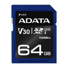 Atminties Kortelė - ADATA ASDX64GUI3V30S-R 64 GB SDXC UHS-I 100 MB / s