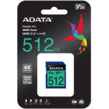 Atminties Kortelė - ADATA Premier Pro 512 GB SDXC UHS-I 80 MB / s