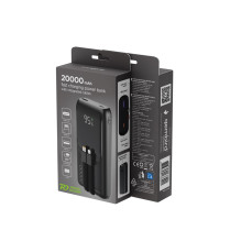 Power Bankas - Gembird PB20-PD20-LCD-01 20000 mAh, 20W, USB Type-C, Juoda Power Bankas - Gembird PB20-PD20-LCD-01 20000 mAh, 20W, USB Type-C, Juoda