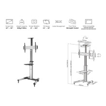 EQUIP 650602 TV Wagen Min. 94 cm (37") Max. 177,8 cm (70") Max. VESA 600 x 400 mm 50 kg Schwarz, Weiß EQUIP 650602 TV Wagen Min. 94 cm (37") Max. 177,8 cm (70") Max. VESA 600 x 400 mm 50 kg Schwarz, Weiß